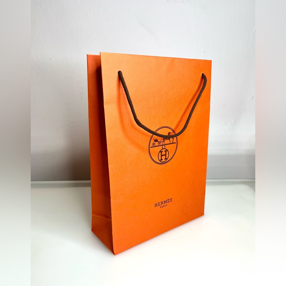 Hermes Orange Paper Gift Bag Medium Size 11” x 8” x 3”